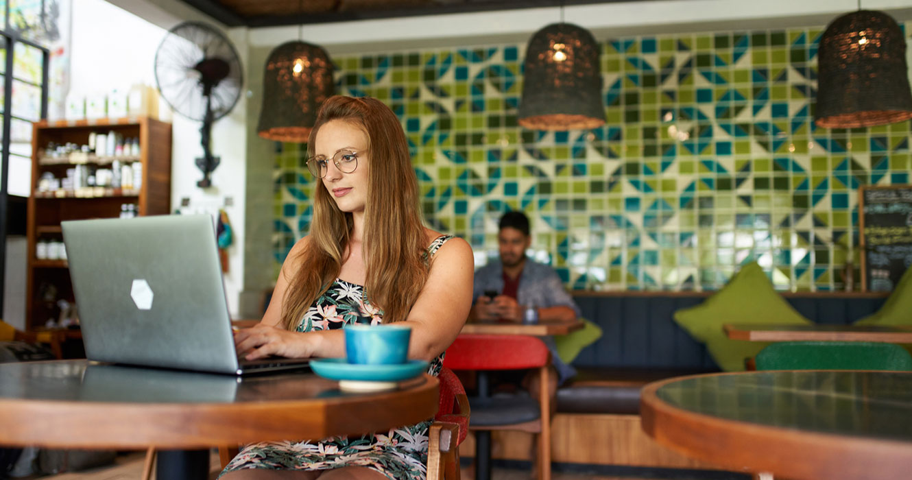 Young woman on computer