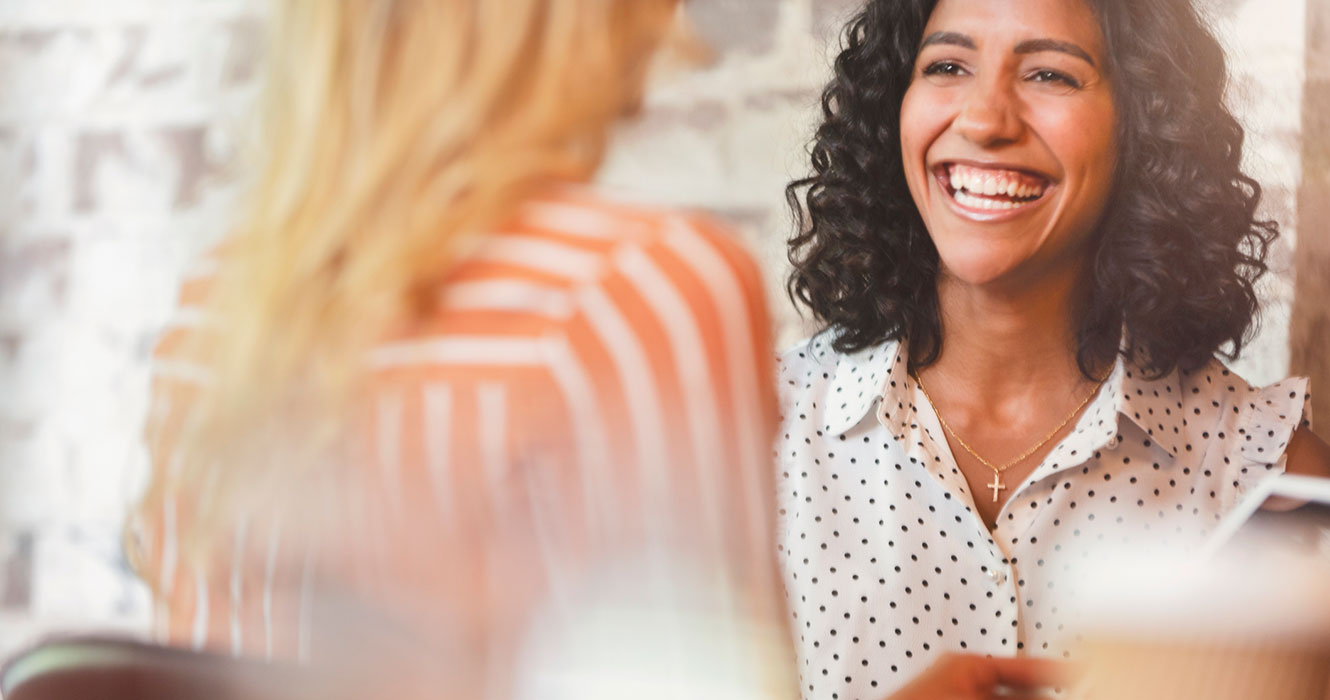Smiling helpful woman